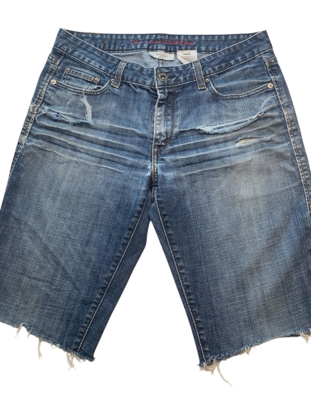 Levi's Blue Distressed Cutoff Jean Shorts Mid Rise Mid Weight Mid  Wash Premium